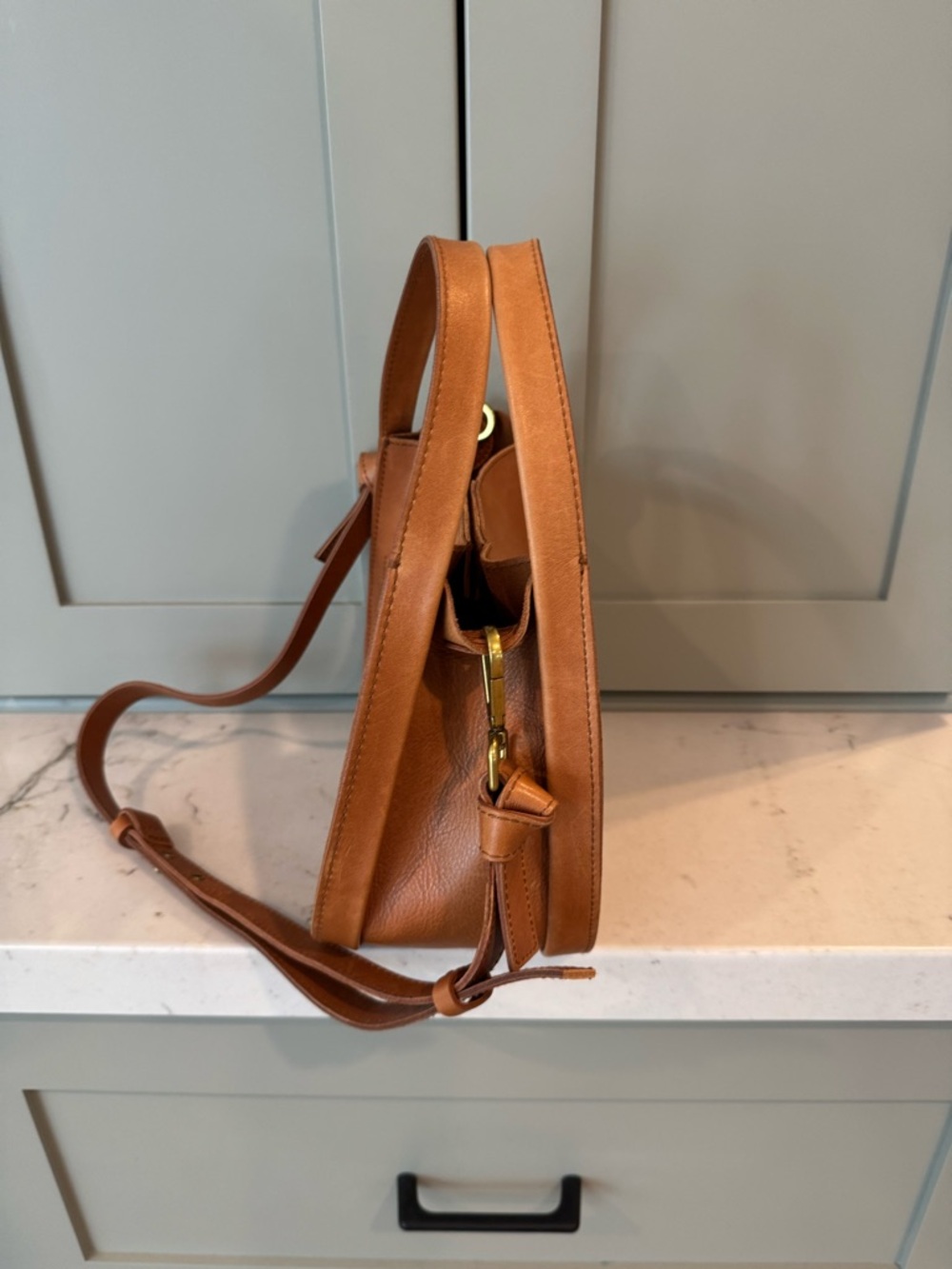 Madewell the Sydney amber brown crossbody leather bag - Picture 4 of 8